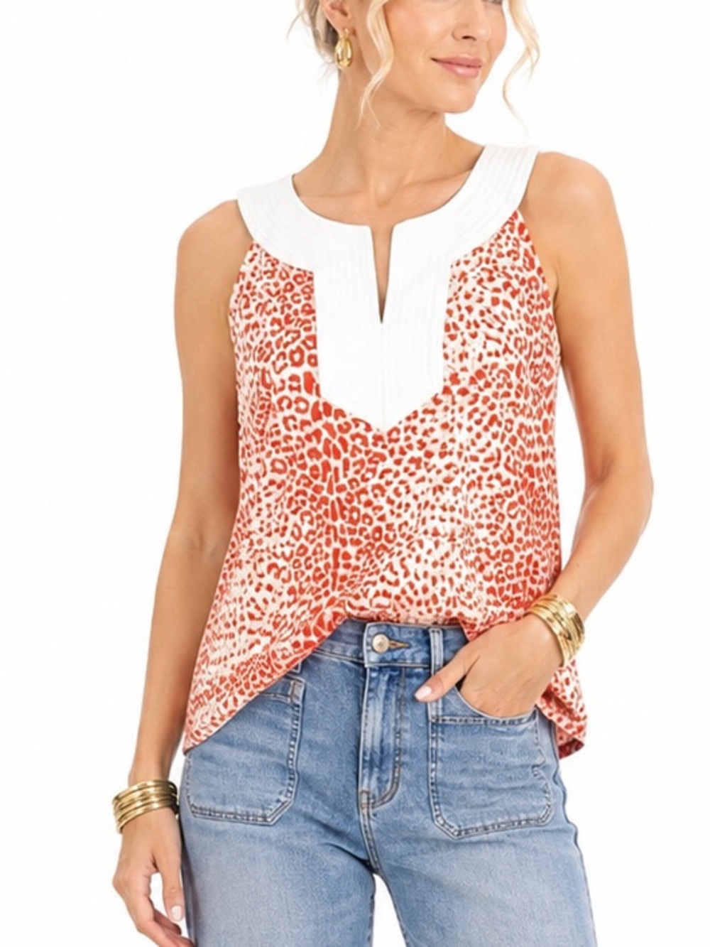 J.McLAUGHLIN CLASSIC LEOPARD PRINT TOP SZ MED EUC